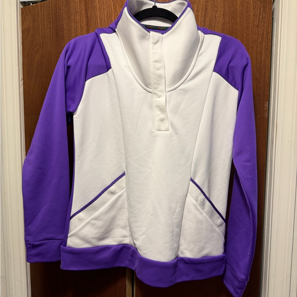 Adidas Women's Purple Performance Golf Pullover - Picture 2 of 5